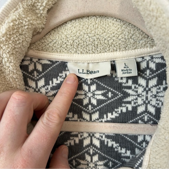 L.L. Bean Women's Nordic Fair Isle Fleece Full Zip Cream Jacket Size Large - Picture 3 of 7